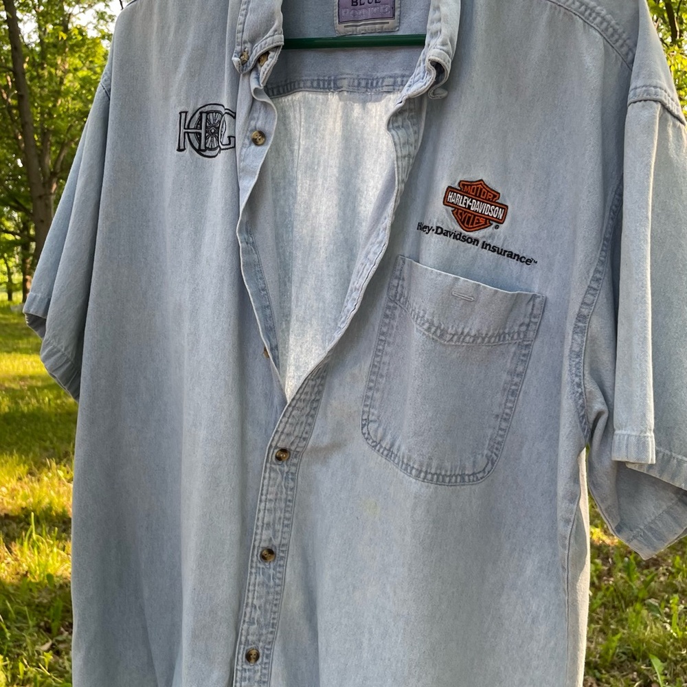 VINTAGE Harley-Davidson Jean  Casual Button Down Shirt